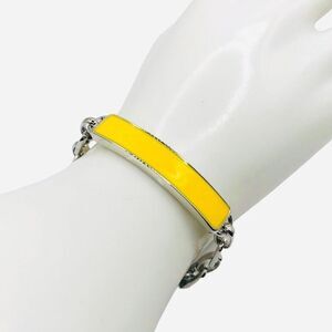 Retro Lia Sophia Tennis Bracelet Silver Chain Yellow Enamel Tennis Bracelet